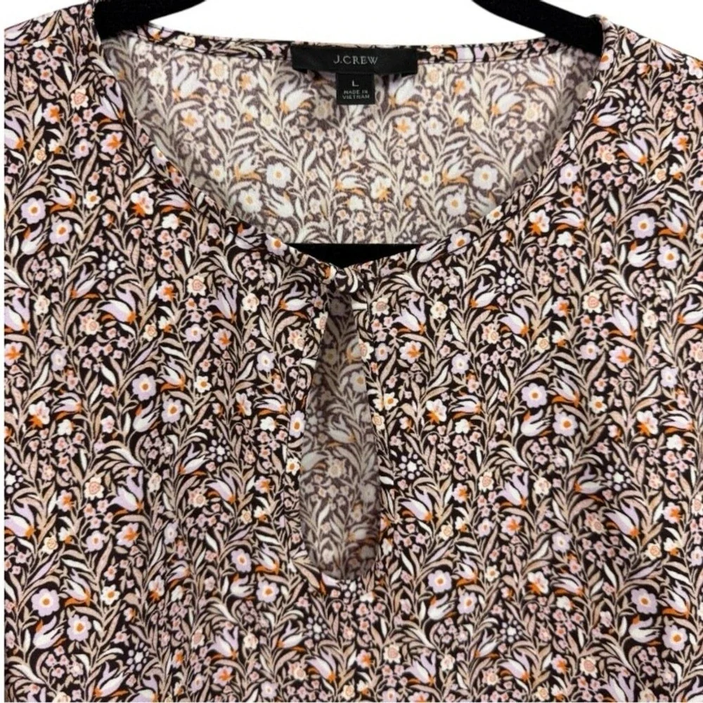 J. Crew Puff-sleeve Satin-back Crepe Top in‎ Floral Flourish L